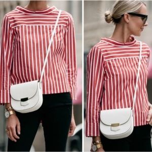 NWT J. Crew Funnelneck Striped Shirt Red White 4